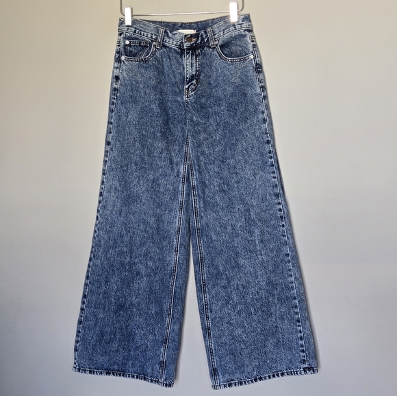 OU BDG A-Wide Acid Wash High Rise Rigid Denim Wide Leg 90’s Y2K Jeans 28 - Picture 2 of 10